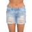 Rolled Cuffs Distressed Denim Shorts